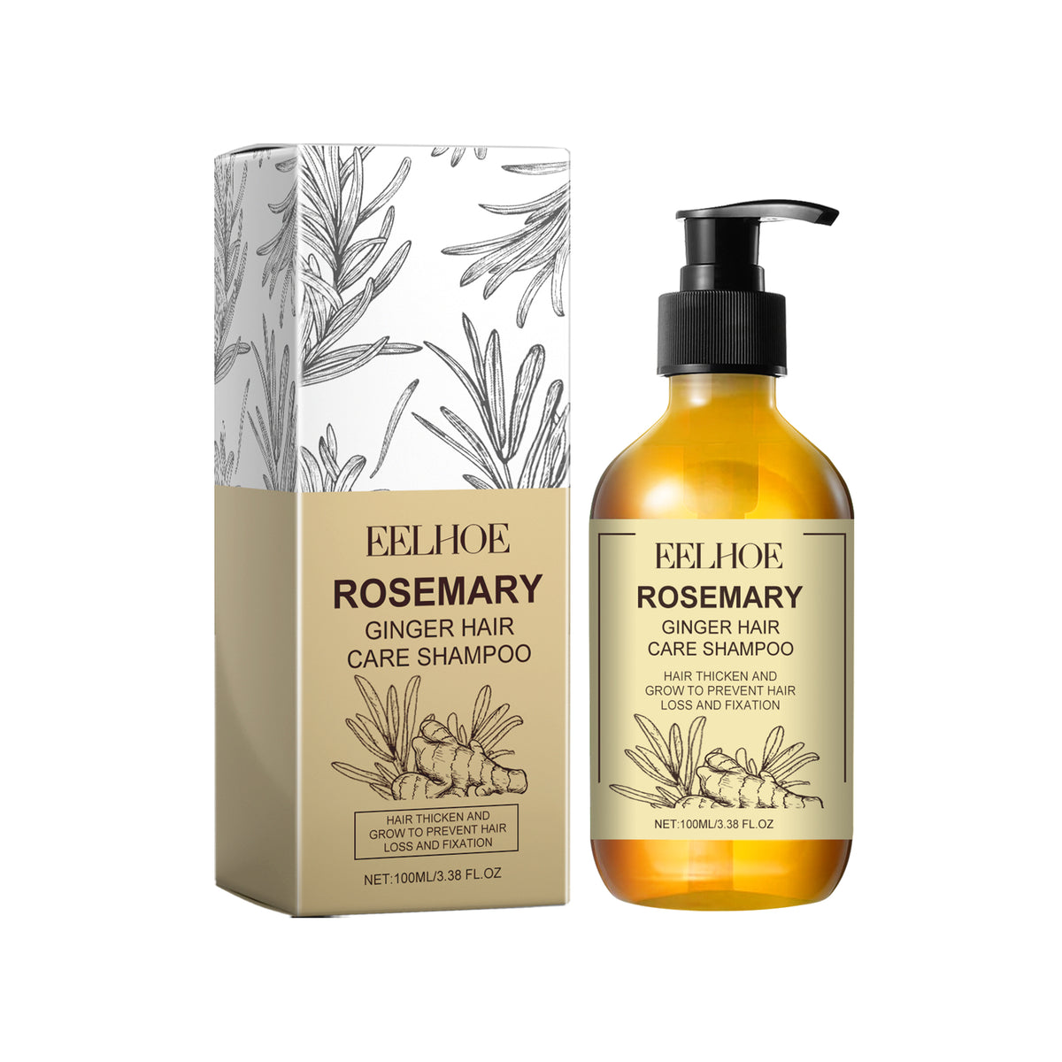 Rosemary Ginger Shampoo, Deep Cleaning Repair Dry Hair, Soft And Strong Hair Care Shampoo