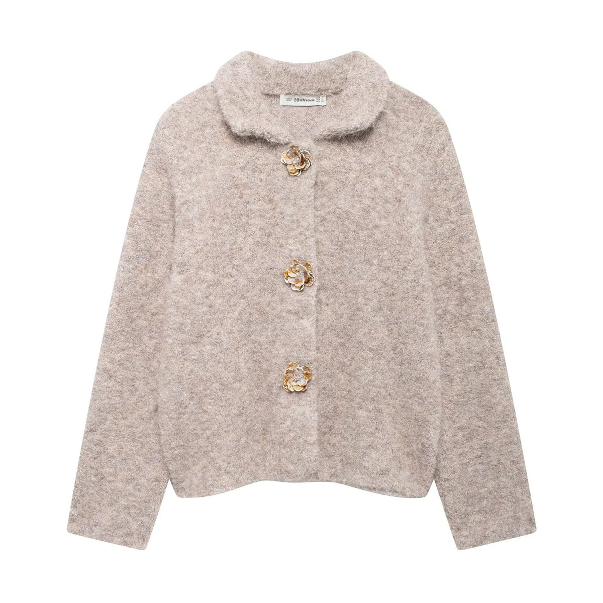 Artificial wool knitted cardigan