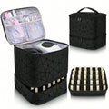 Portable 30-Compartment Nail Organizer Case with Polish & Oil Bags, All-in-One Manicure Tools & Cosmetic Storage Kit