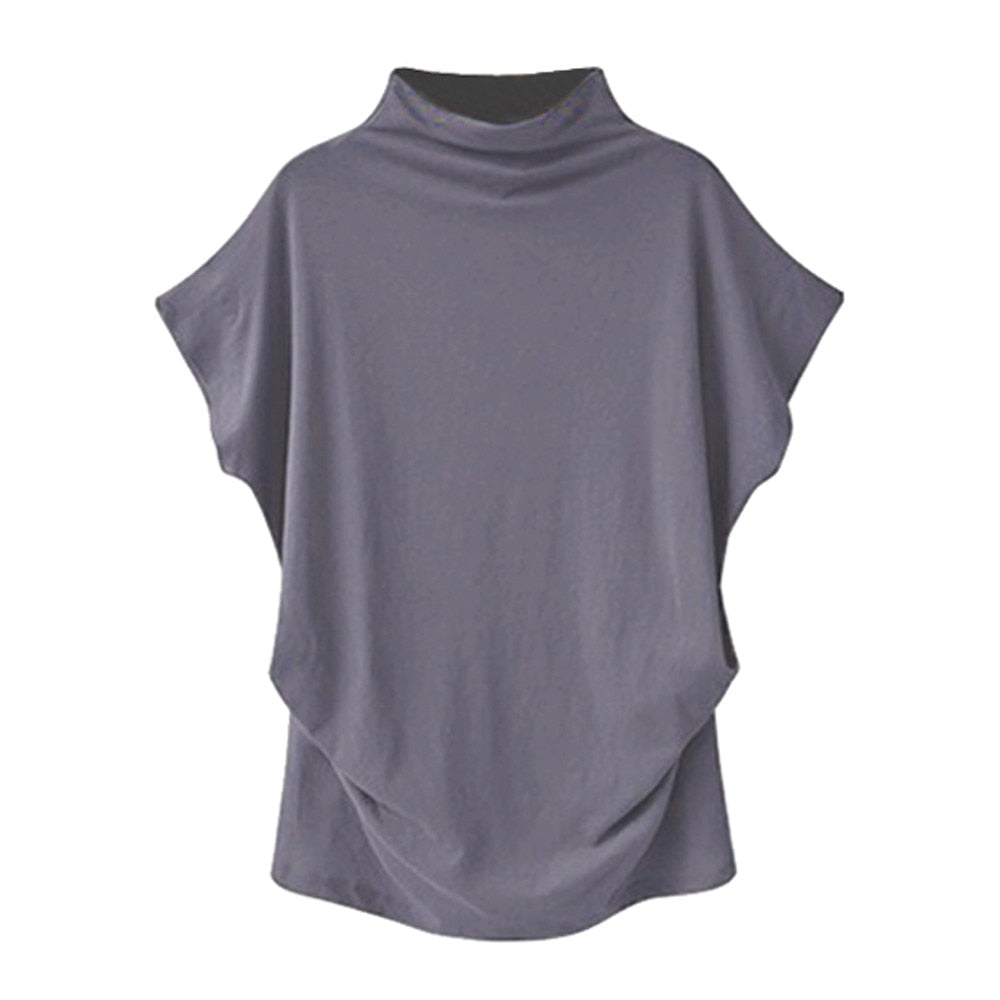 In store Summer Turtleneck T Shirt Women Short Sleeve Solid Tshirt Fashion T-Shirt Plus Size Loose Ladies Tops футболка женск