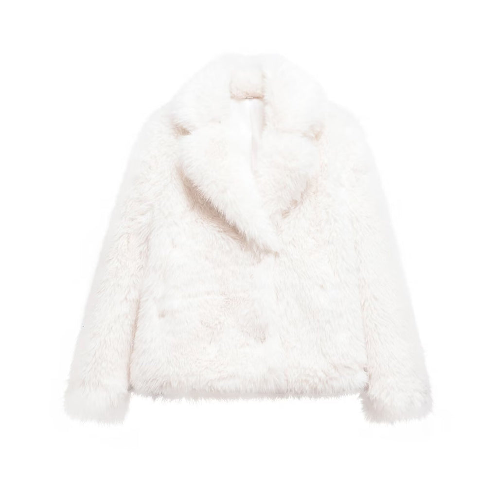 Artificial fur lapel jacket