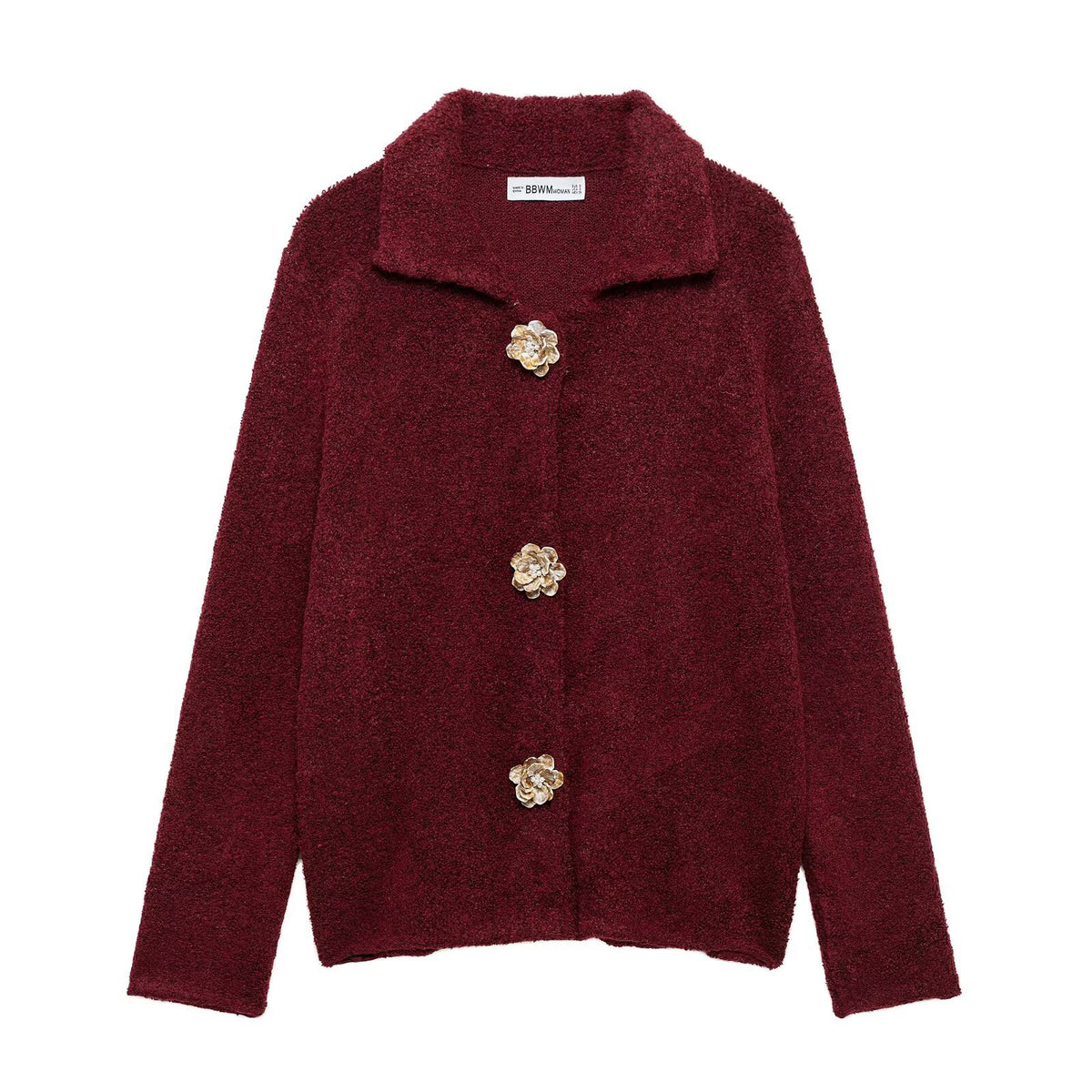 Artificial wool knitted cardigan