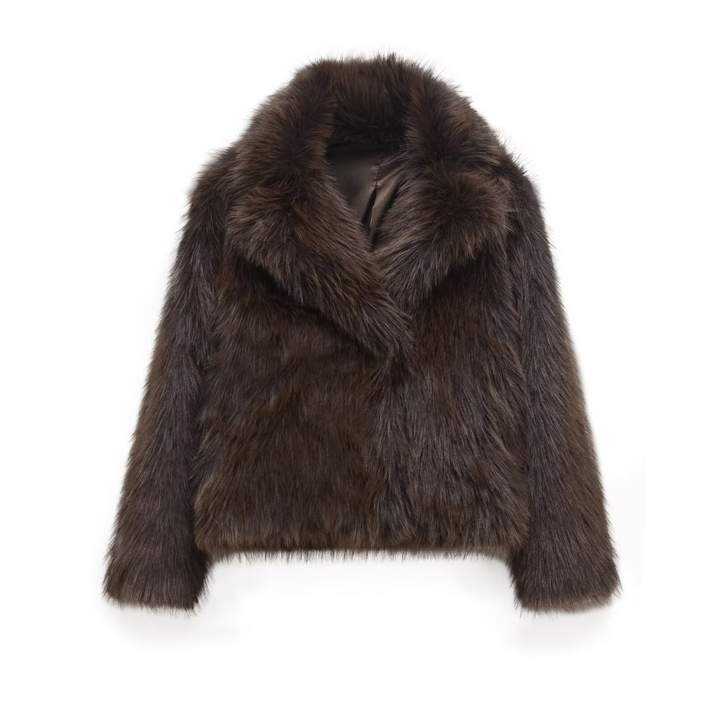 Artificial fur lapel jacket
