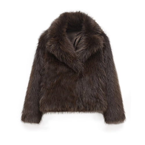 Artificial fur lapel jacket