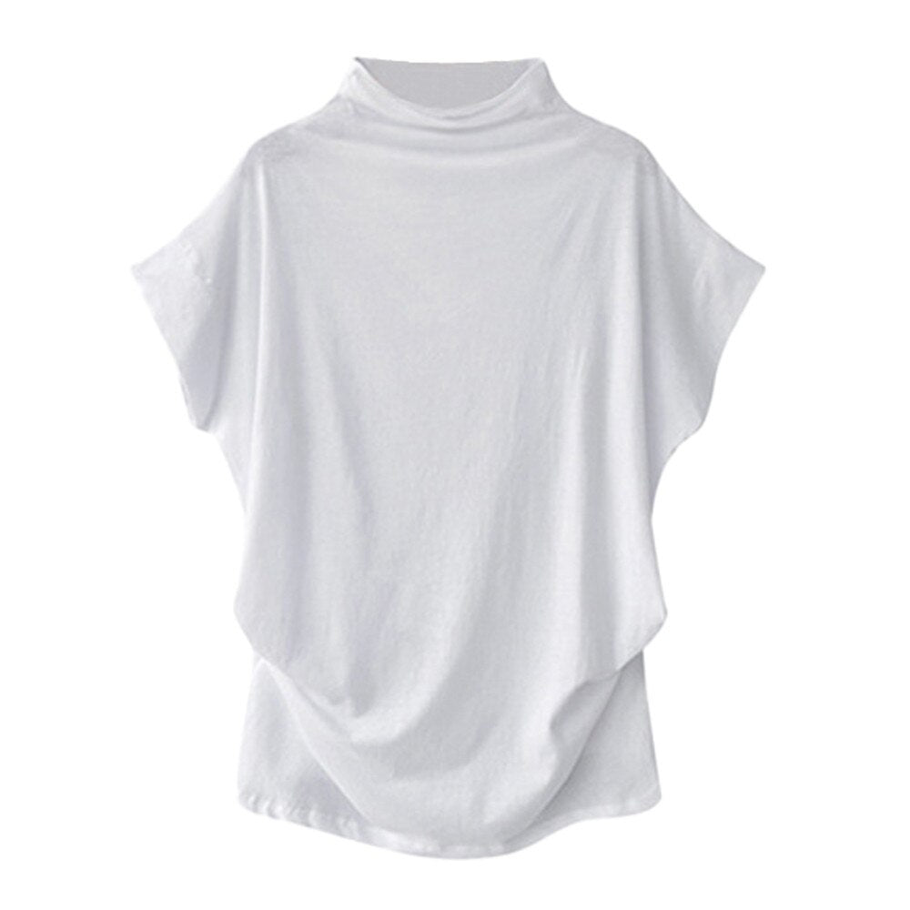 In store Summer Turtleneck T Shirt Women Short Sleeve Solid Tshirt Fashion T-Shirt Plus Size Loose Ladies Tops футболка женск