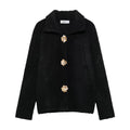 Artificial wool knitted cardigan
