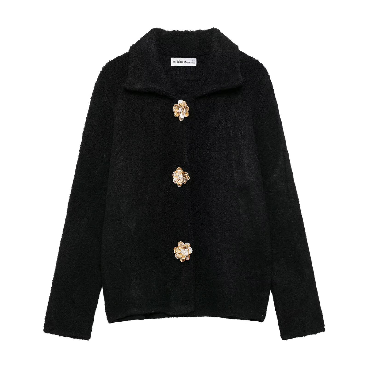 Artificial wool knitted cardigan