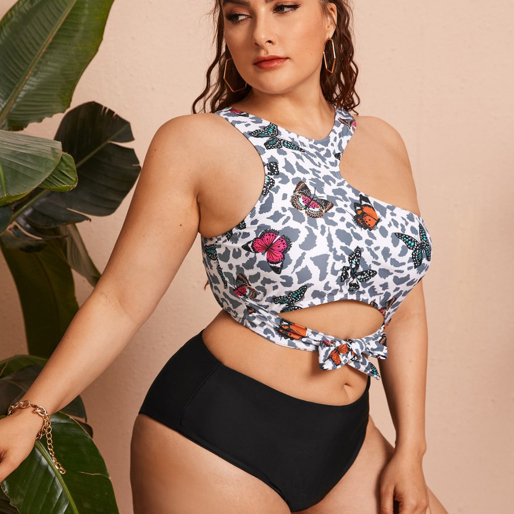 Separate Swimwear Set, Sexy Printed Bikini, Plus Size