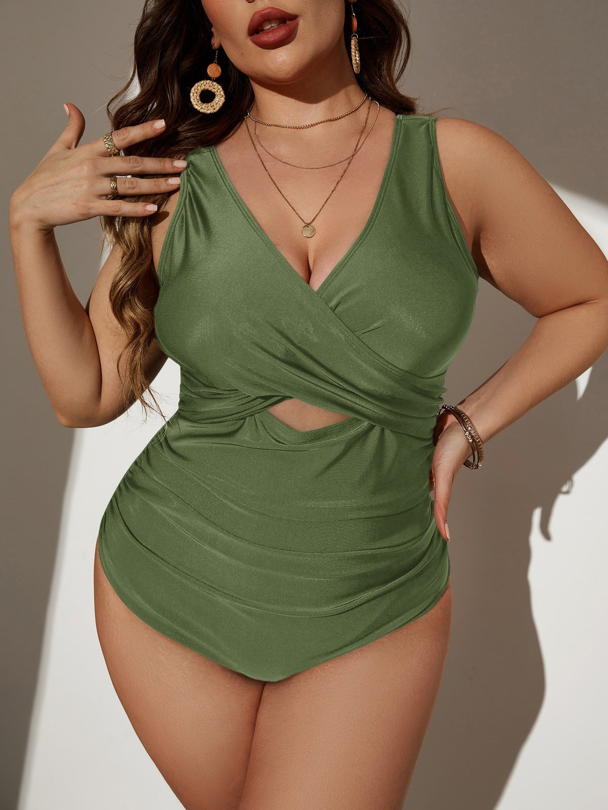 Plus Size One-Piece Swimsuit Elegant Princess Style