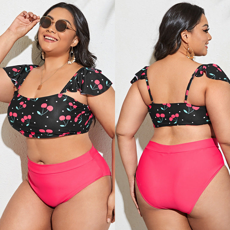 Floral Swimwear Plus Size Color-block Design Sexy  Swimwear