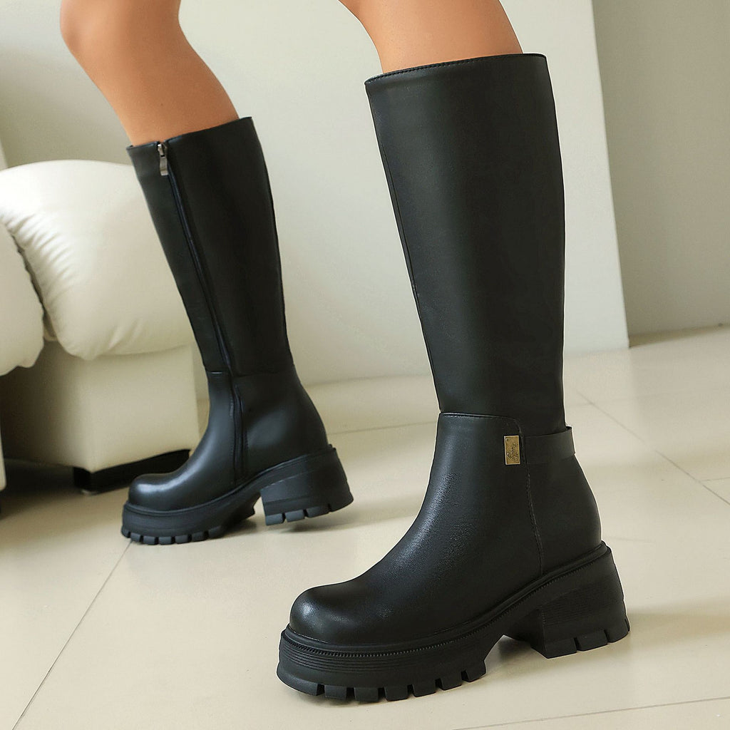 Chunky Heel Over-the-Knee Boots