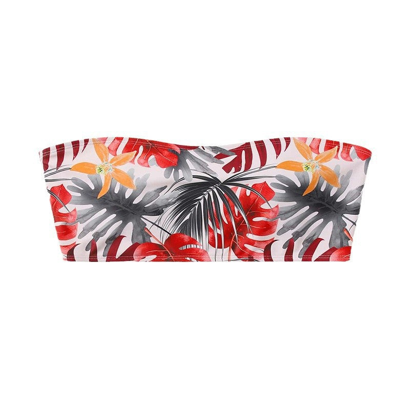 Swimsuit with Print Strapless Plus Size Swimwear for Women, Bikini Top