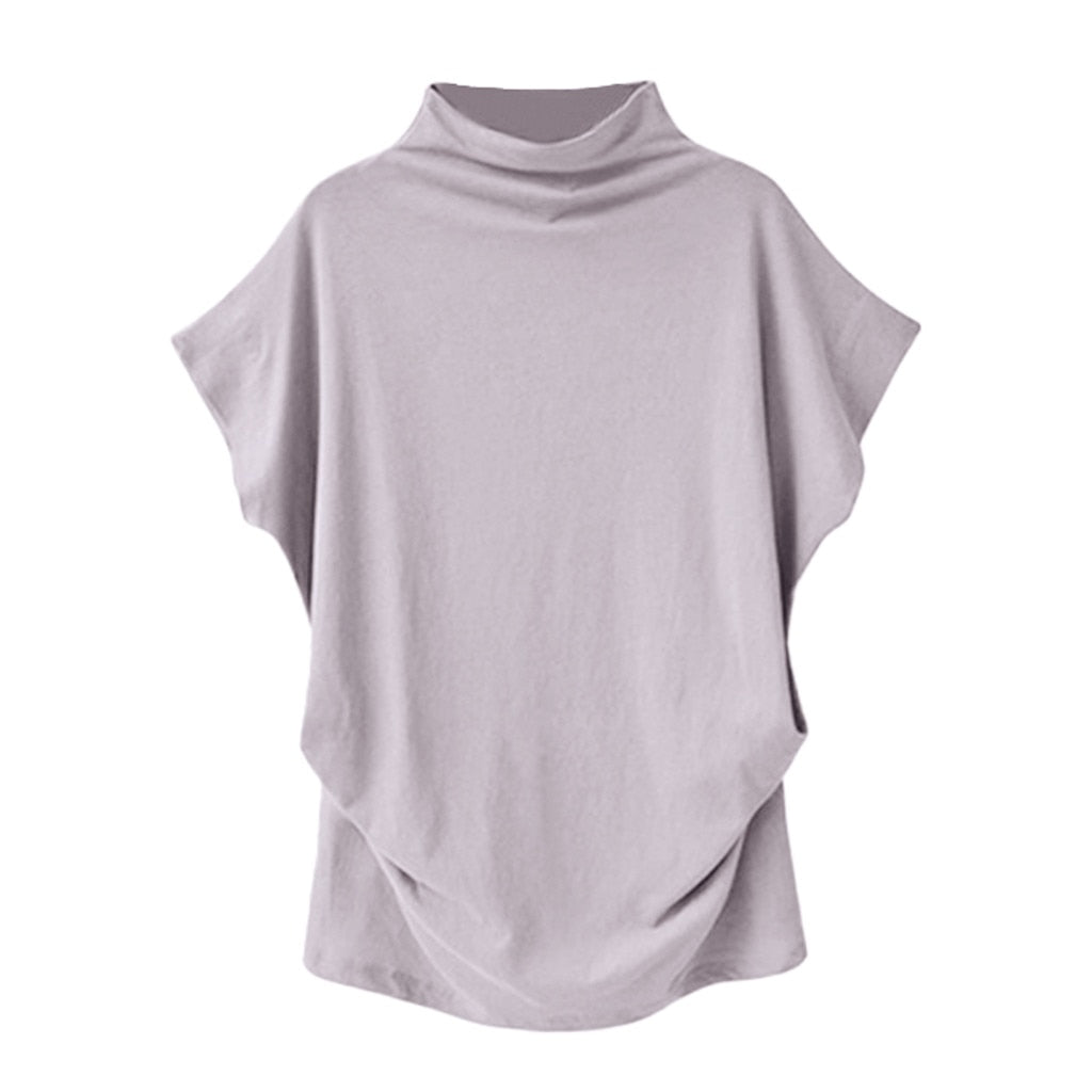 In store Summer Turtleneck T Shirt Women Short Sleeve Solid Tshirt Fashion T-Shirt Plus Size Loose Ladies Tops футболка женск