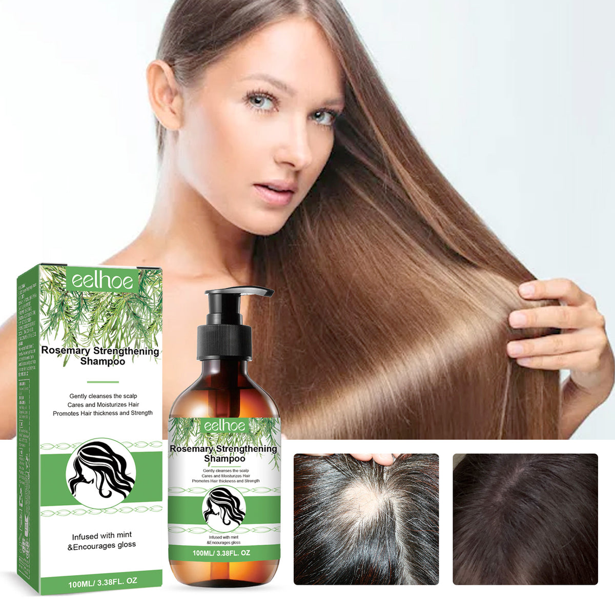 Rosemary Shampoo Deep Cleansing Massage Scalp Moisturizing Soft Dense Hair Shampoo
