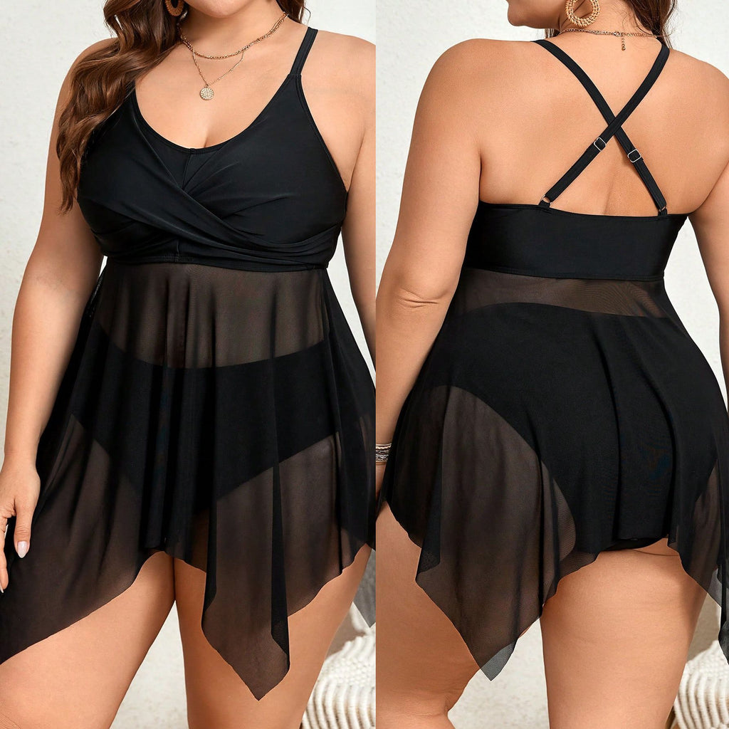 Split Bikini Swimwear Plus Size Breathable Mesh Slimming Sexy