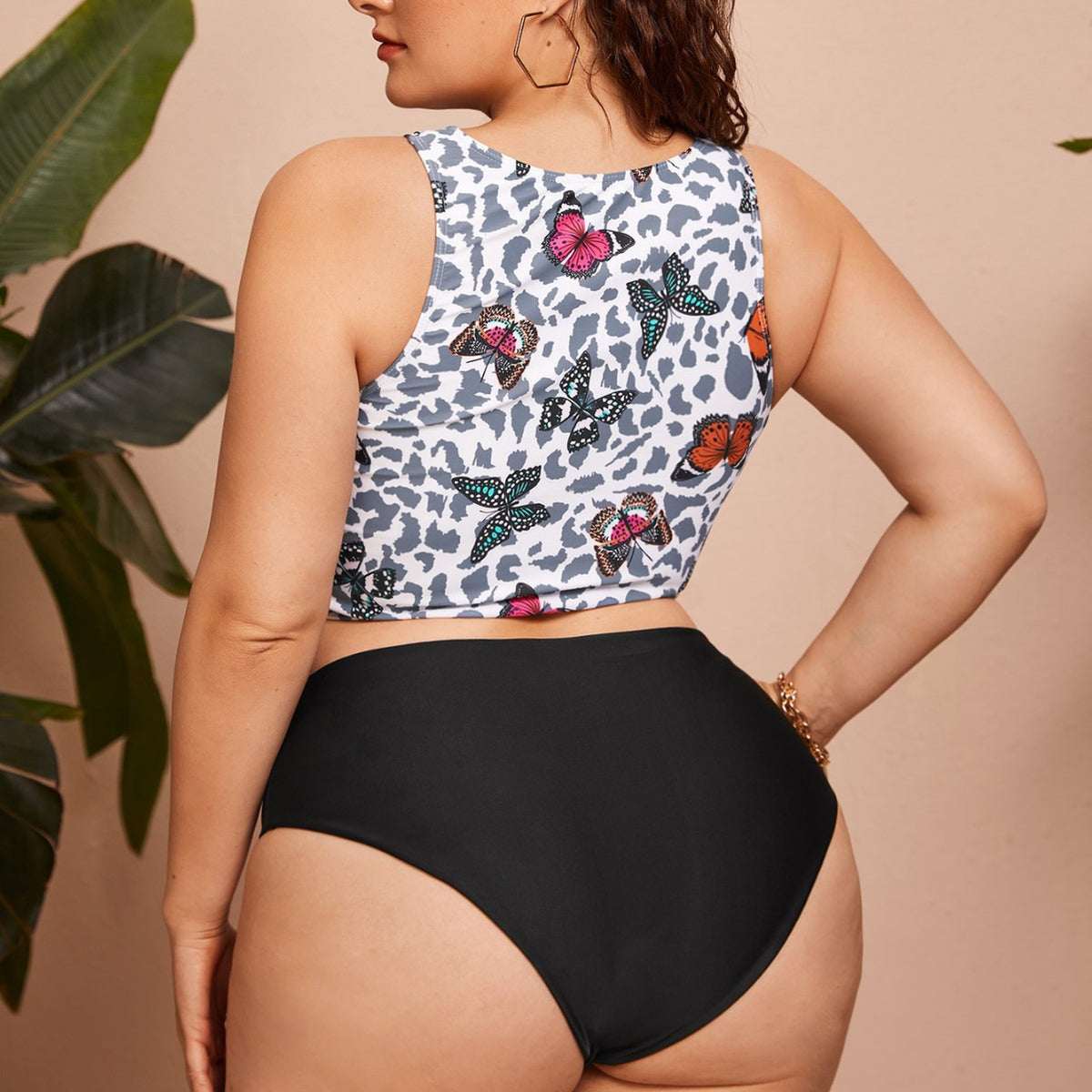 Separate Swimwear Set, Sexy Printed Bikini, Plus Size