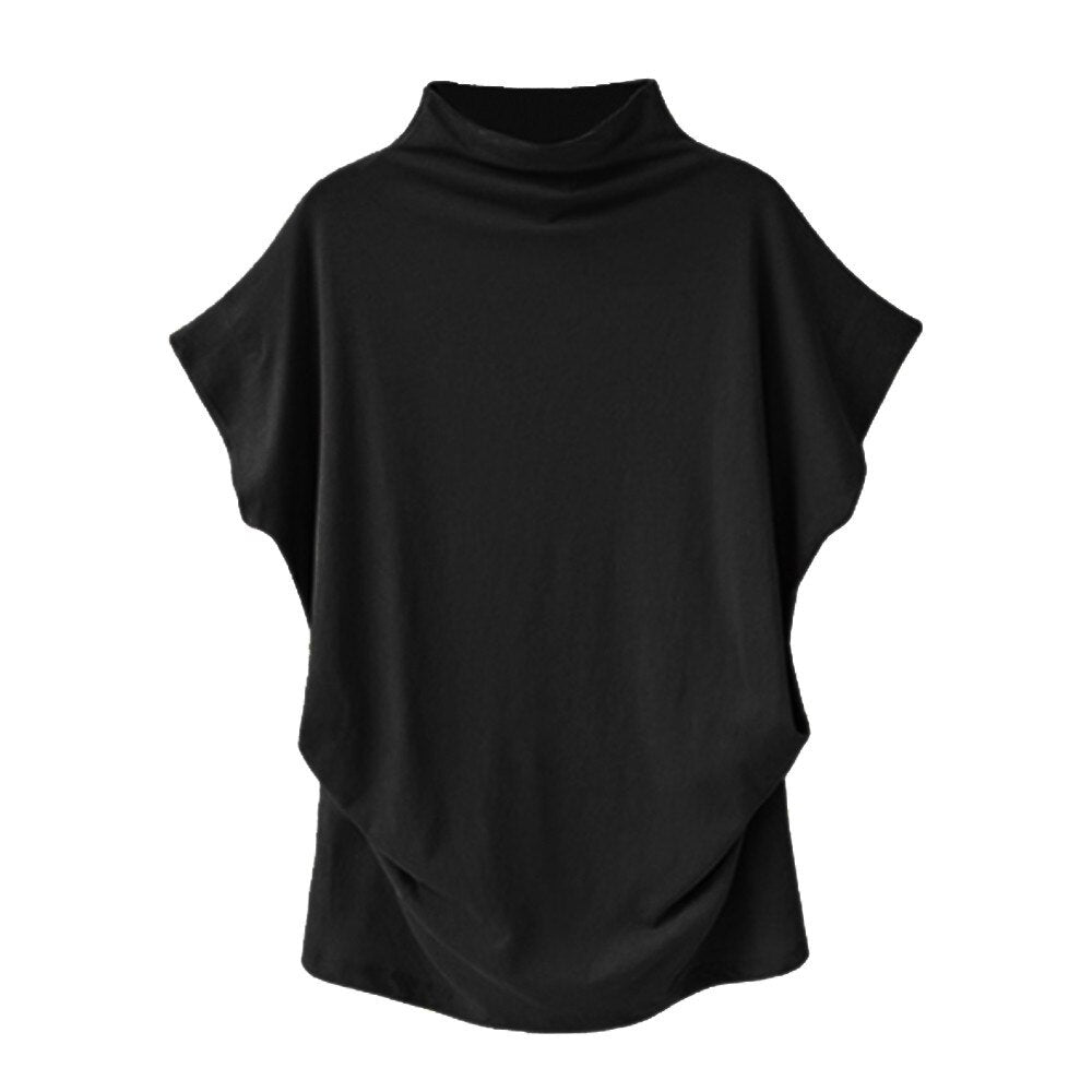 In store Summer Turtleneck T Shirt Women Short Sleeve Solid Tshirt Fashion T-Shirt Plus Size Loose Ladies Tops футболка женск