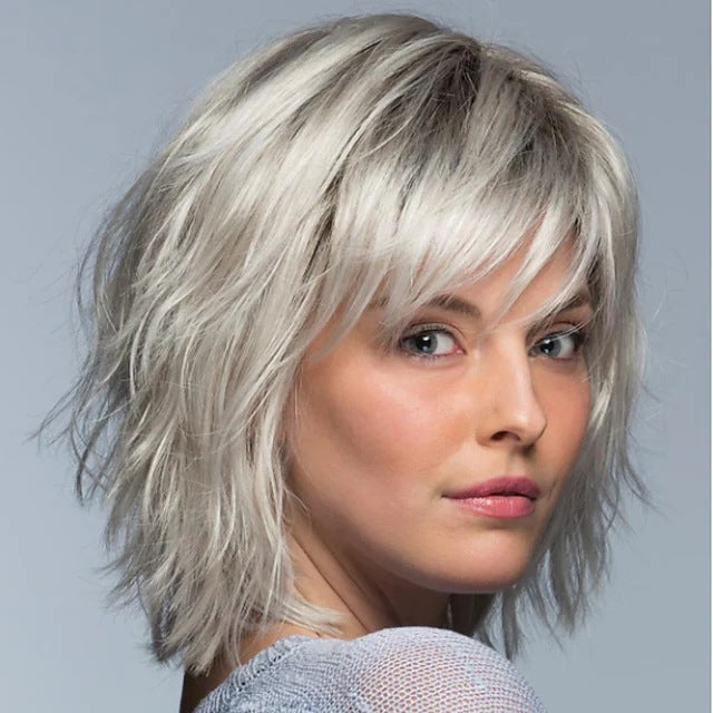 Gradient White Gold Curly Wig