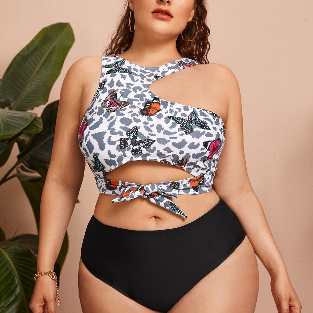 Separate Swimwear Set, Sexy Printed Bikini, Plus Size