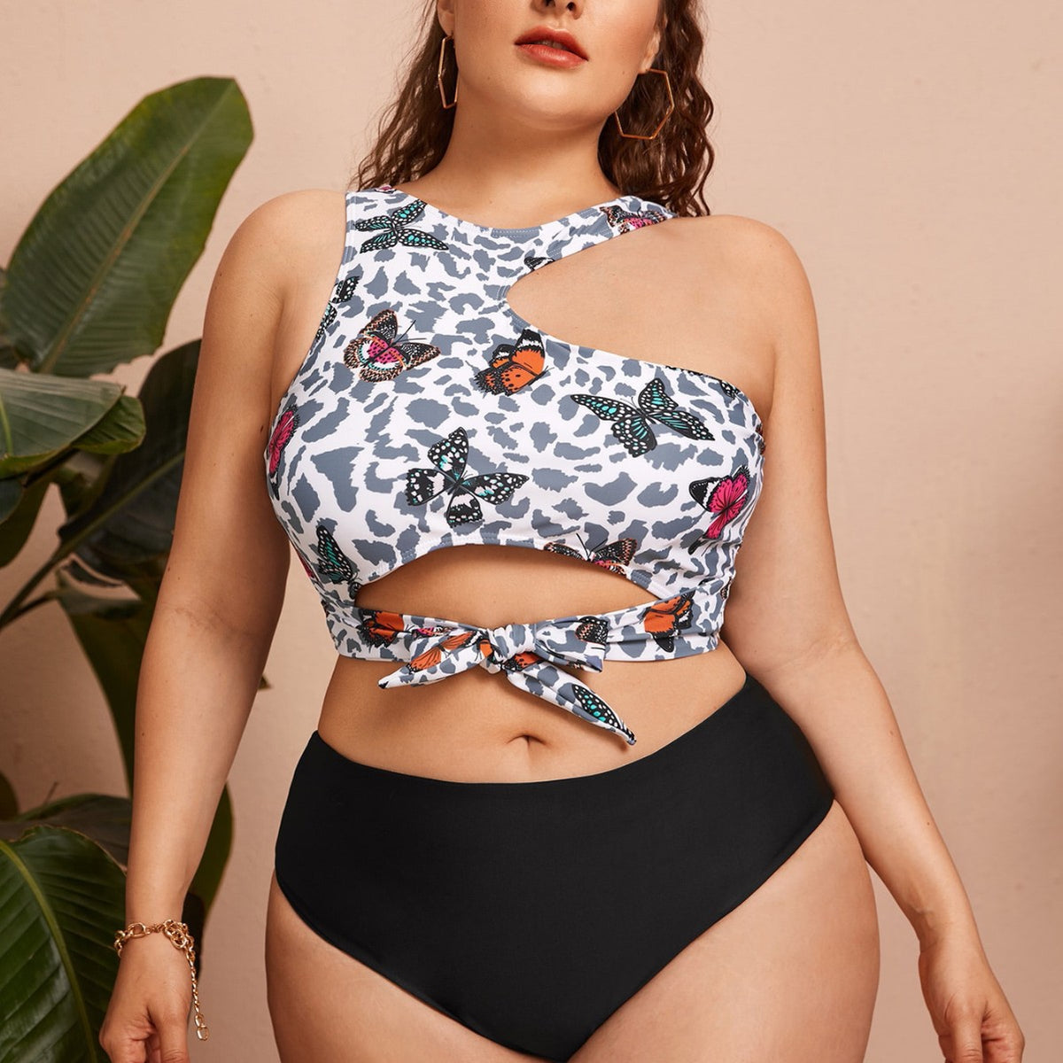 Separate Swimwear Set, Sexy Printed Bikini, Plus Size