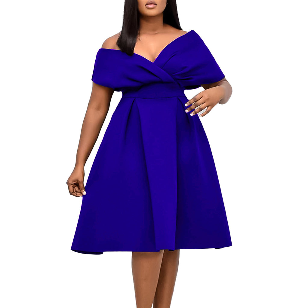 Fashionable V-neck Tie Elegant Plus Size Export European and American Dress