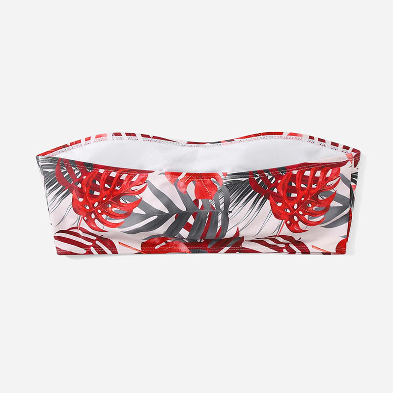 Swimsuit with Print Strapless Plus Size Swimwear for Women, Bikini Top