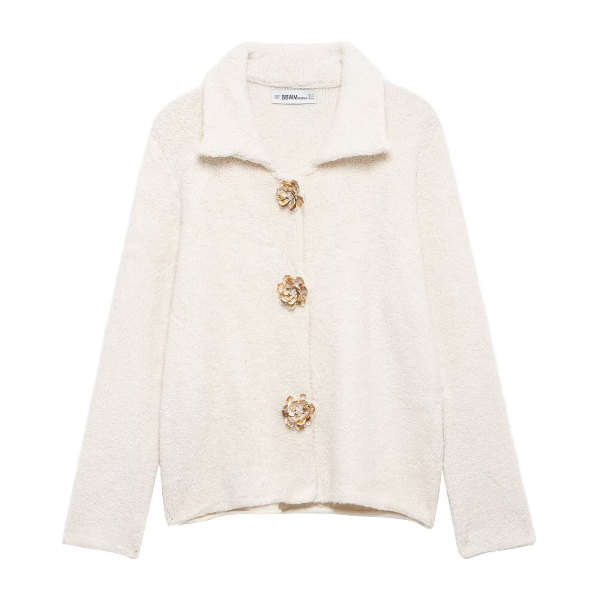 Artificial wool knitted cardigan