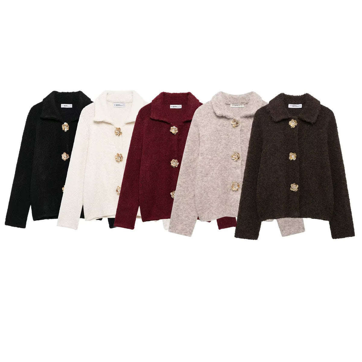 Artificial wool knitted cardigan