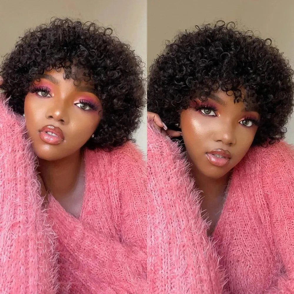 Bouncy Afro Kinky Curly Human Hair Wig