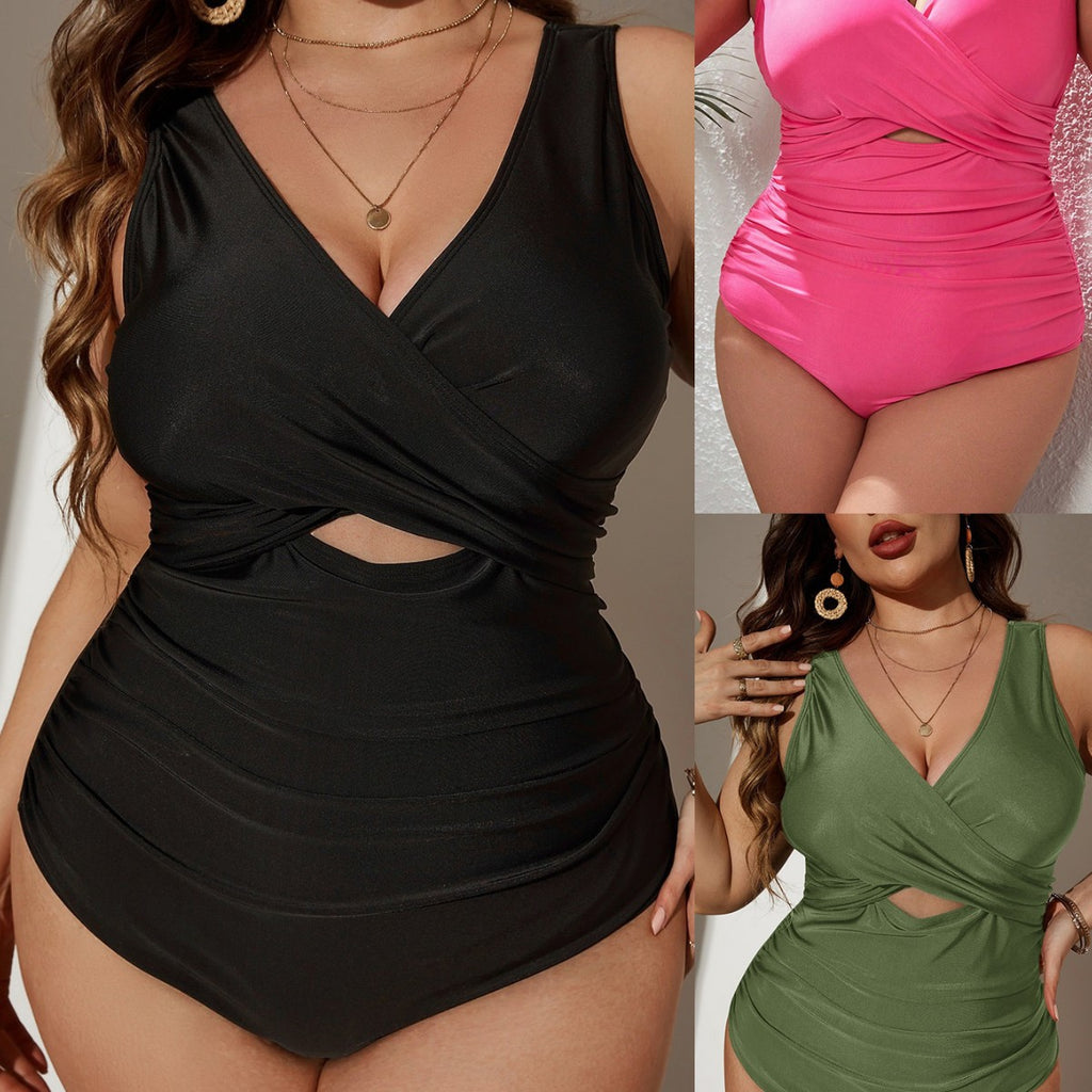 Plus Size One-Piece Swimsuit Elegant Princess Style