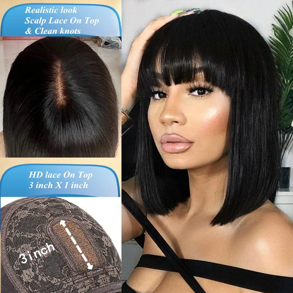 3x1 HD Lace Bone Straight Bob Wig