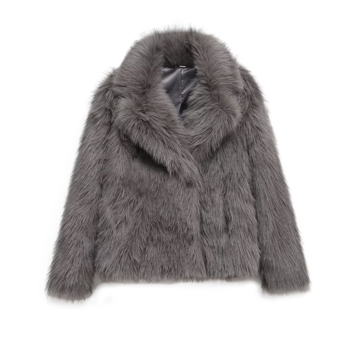 Artificial fur lapel jacket