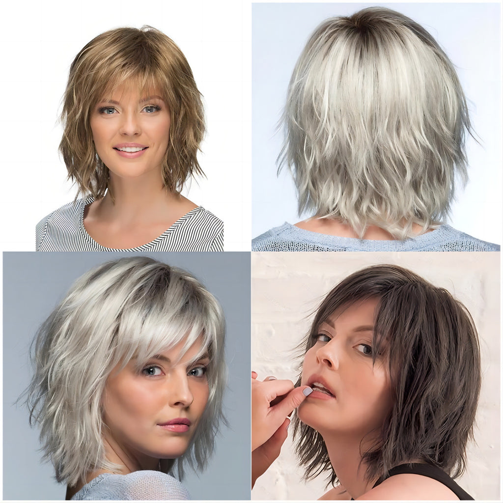 Gradient White Gold Curly Wig