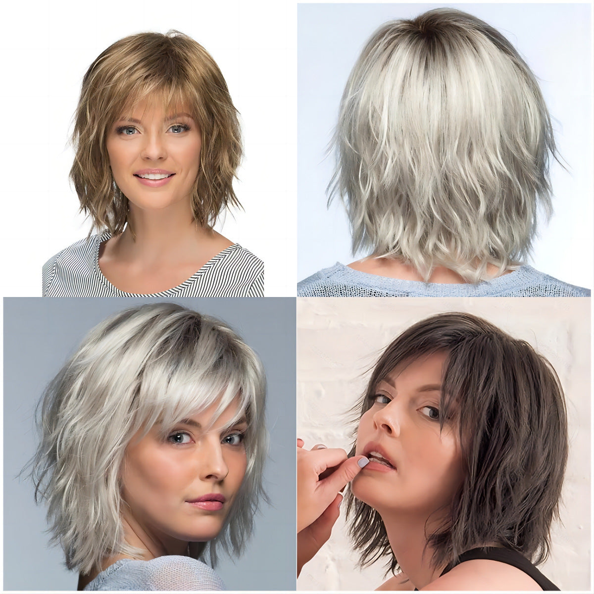 Gradient White Gold Curly Wig